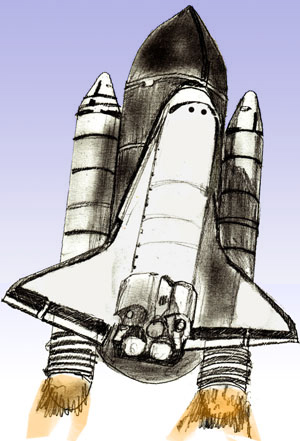 Учимся рисовать - Космический корабль Шаттл - «Рисование карандашом»