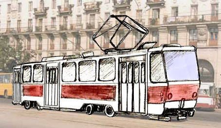 Учимся рисовать - Трамвай - «Рисование карандашом»