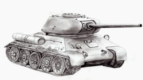 Учимся рисовать - Танк Т-34 - «Рисование карандашом»