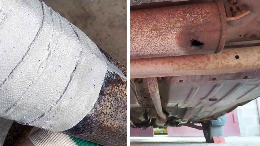 Как восстановить прогоревший автомобильный глушитель без сварочных работ - «Своими Руками»